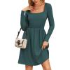 imageZeagoo Womens Casual Sweater Dress Square Neck Knit Long Sleeve Dress with Pockets ALine Knee Length Fall Winter DressDark Green