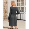 imageZeagoo Womens Casual Sweater Dress Square Neck Knit Long Sleeve Dress with Pockets ALine Knee Length Fall Winter DressDark Grey