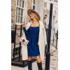 imageZeagoo Womens Casual Sweater Dress Square Neck Knit Long Sleeve Dress with Pockets ALine Knee Length Fall Winter DressNavy Blue
