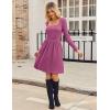 imageZeagoo Womens Casual Sweater Dress Square Neck Knit Long Sleeve Dress with Pockets ALine Knee Length Fall Winter DressPurple