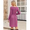 imageZeagoo Womens Casual Sweater Dress Square Neck Knit Long Sleeve Dress with Pockets ALine Knee Length Fall Winter DressPurple