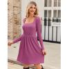 imageZeagoo Womens Casual Sweater Dress Square Neck Knit Long Sleeve Dress with Pockets ALine Knee Length Fall Winter DressPurple