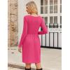 imageZeagoo Womens Casual Sweater Dress Square Neck Knit Long Sleeve Dress with Pockets ALine Knee Length Fall Winter DressRed