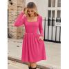 imageZeagoo Womens Casual Sweater Dress Square Neck Knit Long Sleeve Dress with Pockets ALine Knee Length Fall Winter DressRed