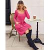 imageZeagoo Womens Casual Sweater Dress Square Neck Knit Long Sleeve Dress with Pockets ALine Knee Length Fall Winter DressRed