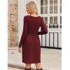 imageZeagoo Womens Casual Sweater Dress Square Neck Knit Long Sleeve Dress with Pockets ALine Knee Length Fall Winter DressWine Red