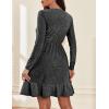 imageZeagoo Womens Glitter Dress Wrap V Neck Long Sleeve Swing Club Cocktail Party Dresses Sequin Sparkle Dress Christmas DressBlack