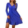 imageZeagoo Womens Glitter Dress Wrap V Neck Long Sleeve Swing Club Cocktail Party Dresses Sequin Sparkle Dress Christmas DressBlue