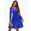 imageZeagoo Womens Glitter Dress Wrap V Neck Long Sleeve Swing Club Cocktail Party Dresses Sequin Sparkle Dress Christmas DressBlue