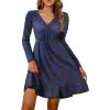imageZeagoo Womens Glitter Dress Wrap V Neck Long Sleeve Swing Club Cocktail Party Dresses Sequin Sparkle Dress Christmas DressBluepurple