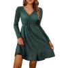 imageZeagoo Womens Glitter Dress Wrap V Neck Long Sleeve Swing Club Cocktail Party Dresses Sequin Sparkle Dress Christmas DressGreen