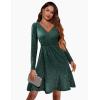 imageZeagoo Womens Glitter Dress Wrap V Neck Long Sleeve Swing Club Cocktail Party Dresses Sequin Sparkle Dress Christmas DressGreen