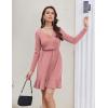 imageZeagoo Womens Glitter Dress Wrap V Neck Long Sleeve Swing Club Cocktail Party Dresses Sequin Sparkle Dress Christmas DressPink