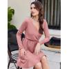imageZeagoo Womens Glitter Dress Wrap V Neck Long Sleeve Swing Club Cocktail Party Dresses Sequin Sparkle Dress Christmas DressPink