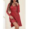 imageZeagoo Womens Glitter Dress Wrap V Neck Long Sleeve Swing Club Cocktail Party Dresses Sequin Sparkle Dress Christmas DressRed