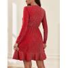 imageZeagoo Womens Glitter Dress Wrap V Neck Long Sleeve Swing Club Cocktail Party Dresses Sequin Sparkle Dress Christmas DressRed