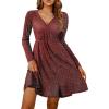 imageZeagoo Womens Glitter Dress Wrap V Neck Long Sleeve Swing Club Cocktail Party Dresses Sequin Sparkle Dress Christmas DressWine Red