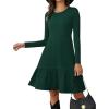 imageZeagoo Womens Long Sleeve Fall Dresses with Pockets 2025 Flowy Casual Ribbed Knit Crew Neck Knee Length Sweater Dress0green