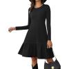 imageZeagoo Womens Long Sleeve Fall Dresses with Pockets 2025 Flowy Casual Ribbed Knit Crew Neck Knee Length Sweater DressBlack