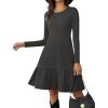 imageZeagoo Womens Long Sleeve Fall Dresses with Pockets 2025 Flowy Casual Ribbed Knit Crew Neck Knee Length Sweater DressDark Grey