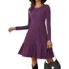 imageZeagoo Womens Long Sleeve Fall Dresses with Pockets 2025 Flowy Casual Ribbed Knit Crew Neck Knee Length Sweater DressPurple