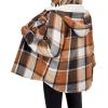 imageZeagoo Womens Plaid Shacket Jacket Long Sleeve Fleece Hooded Jackets Fall Winter Warm Coat S2XLBrown Plaid