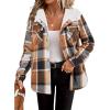imageZeagoo Womens Plaid Shacket Jacket Long Sleeve Fleece Hooded Jackets Fall Winter Warm Coat S2XLBrown Plaid