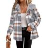 imageZeagoo Womens Plaid Shacket Jacket Long Sleeve Fleece Hooded Jackets Fall Winter Warm Coat S2XLGrey Plaid