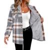 imageZeagoo Womens Plaid Shacket Jacket Long Sleeve Fleece Hooded Jackets Fall Winter Warm Coat S2XLGrey Plaid