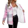 imageZeagoo Womens Plaid Shacket Jacket Long Sleeve Fleece Hooded Jackets Fall Winter Warm Coat S2XLLight Pink Plaid