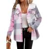 imageZeagoo Womens Plaid Shacket Jacket Long Sleeve Fleece Hooded Jackets Fall Winter Warm Coat S2XLLight Pink Plaid