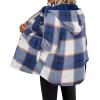 imageZeagoo Womens Plaid Shacket Jacket Long Sleeve Fleece Hooded Jackets Fall Winter Warm Coat S2XLNavy Blue Plaid