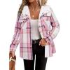 imageZeagoo Womens Plaid Shacket Jacket Long Sleeve Fleece Hooded Jackets Fall Winter Warm Coat S2XLPink Plaid