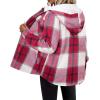imageZeagoo Womens Plaid Shacket Jacket Long Sleeve Fleece Hooded Jackets Fall Winter Warm Coat S2XLWine Red Plaid