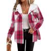 imageZeagoo Womens Plaid Shacket Jacket Long Sleeve Fleece Hooded Jackets Fall Winter Warm Coat S2XLWine Red Plaid