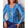 imageZeagoo Womens Puff Long Sleeve Shirts Pleated V Neck Fall Tunic Tops Blouse Dressy Casual Loose Summer TShirtsCx266