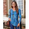 imageZeagoo Womens Puff Long Sleeve Shirts Pleated V Neck Fall Tunic Tops Blouse Dressy Casual Loose Summer TShirtsCx266