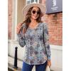 imageZeagoo Womens Puff Long Sleeve Shirts Pleated V Neck Fall Tunic Tops Blouse Dressy Casual Loose Summer TShirtsFloral Blue Purple