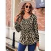 imageZeagoo Womens Puff Long Sleeve Shirts Pleated V Neck Fall Tunic Tops Blouse Dressy Casual Loose Summer TShirtsLeopard