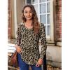 imageZeagoo Womens Puff Long Sleeve Shirts Pleated V Neck Fall Tunic Tops Blouse Dressy Casual Loose Summer TShirtsLeopard