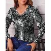 imageZeagoo Womens Puff Long Sleeve Shirts Pleated V Neck Fall Tunic Tops Blouse Dressy Casual Loose Summer TShirtsMulticoloured 273