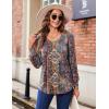 imageZeagoo Womens Puff Long Sleeve Shirts Pleated V Neck Fall Tunic Tops Blouse Dressy Casual Loose Summer TShirtsMulticoloured 721