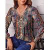 imageZeagoo Womens Puff Long Sleeve Shirts Pleated V Neck Fall Tunic Tops Blouse Dressy Casual Loose Summer TShirtsMulticoloured 721