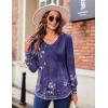 imageZeagoo Womens Puff Long Sleeve Shirts Pleated V Neck Fall Tunic Tops Blouse Dressy Casual Loose Summer TShirtsMz805