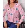 imageZeagoo Womens Puff Long Sleeve Shirts Pleated V Neck Fall Tunic Tops Blouse Dressy Casual Loose Summer TShirtsWf53