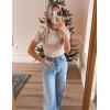 imageZeagoo Womens Short Sleeve Basic Slim Fit Tops Crewneck Ribbed Knit T Shirt Cute Summer OutfitsBeige
