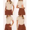 imageZeagoo Womens Short Sleeve Basic Slim Fit Tops Crewneck Ribbed Knit T Shirt Cute Summer OutfitsBeige