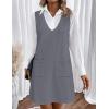 imageZeagoo Womens Sweater Vest Dresses for Women 2025 V Neck Sleeveless Knit Pullover Sweater with Pockets Fall Winter OutfitsGrey