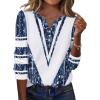 imageZeagoo Long Sleeve Shirts for Women Casual V Neck Fall Tops Dressy Summer Work Blouses ClothesBlue and White