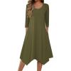 imageZeagoo Midi Women 34 Sleeve Dress Casual Dresses with Pockets 2025 Fall A Line Dress Elegant Formal Modest DressesArmy Green
